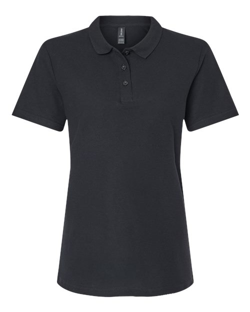 Women’s Softstyle® Pique Polo — Black (front) Women's Softstyle® Pique Polo - Image 1