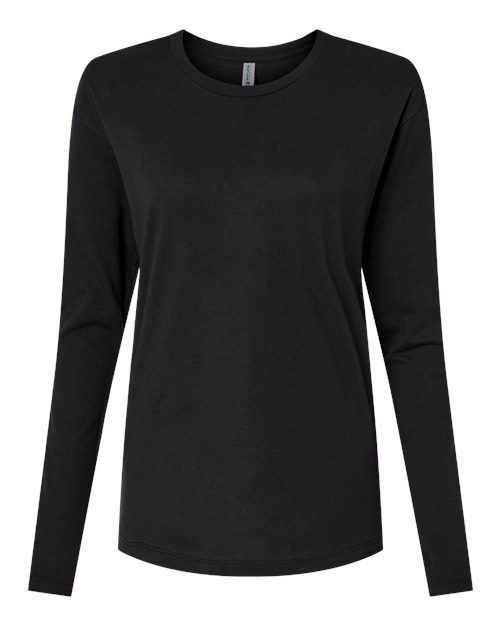 Women’s Cotton Relaxed Long Sleeve T-Shirt — Black (front) Women's Cotton Relaxed Long Sleeve T-Shirt - Image 1