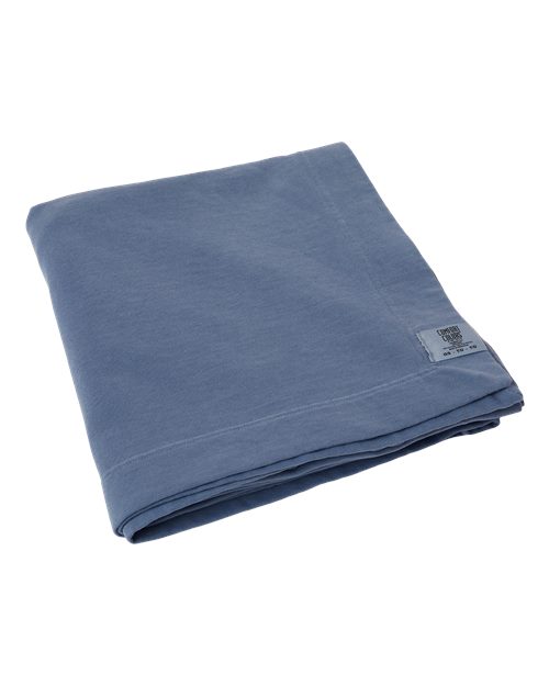 Garment-Dyed Fleece Dorm Blanket — Blue Jean (front) Garment Dyed Fleece Dorm Blanket