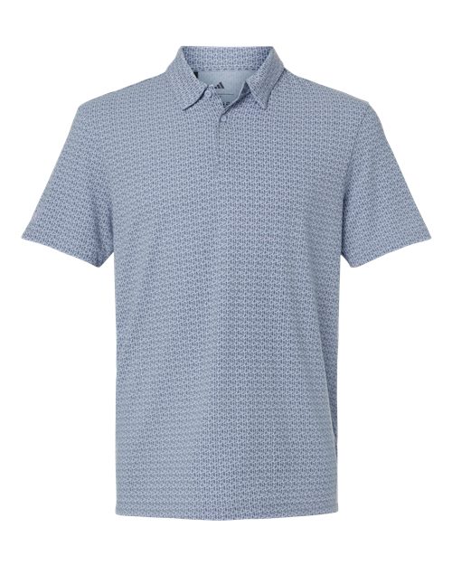 Men’s Blended Printed Polo — Blue Dawn Melange (front) Men's Blended Printed Polo - Image 1