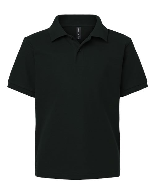 Youth Pique Polo — Black (front) Youth Pique Polo - Image 1