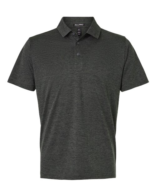 Men’s Pro-Lock Performance Mélange Polo — Black Melange (front) Men’s Pro Lock Performance Mélange Polo