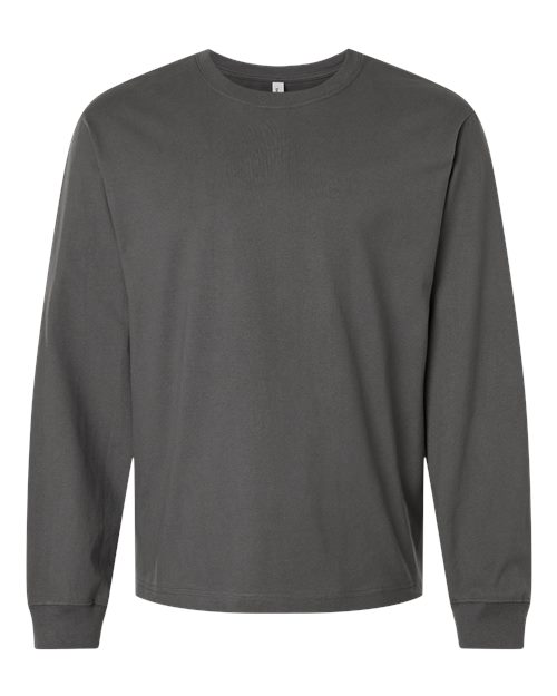 Unisex 7.5 oz Heavyweight Long Sleeve Tee — Asphalt (front) Unisex 7.5 Oz Heavyweight Long Sleeve Tee