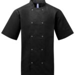 Unisex Ten Studded Front Short Sleeve Chef Coat