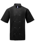 Unisex Ten Studded Front Short Sleeve Chef Coat