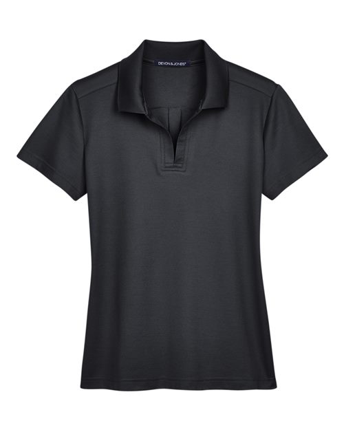 Women’s CrownLux Performance® Plaited Polo — Black (front) Women's CrownLux Performance® Plaited Polo - Image 1