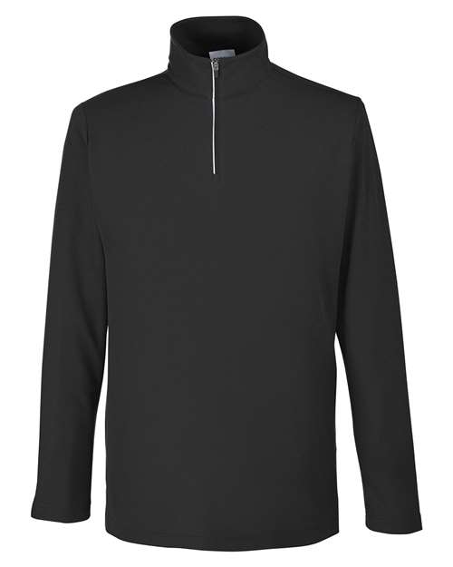 Men’s Fusion ChromaSoft™ Pique Quarter-Zip Pullover — Black (front) Men's Fusion ChromaSoft™ Pique Quarter-Zip Pullover - Image 1
