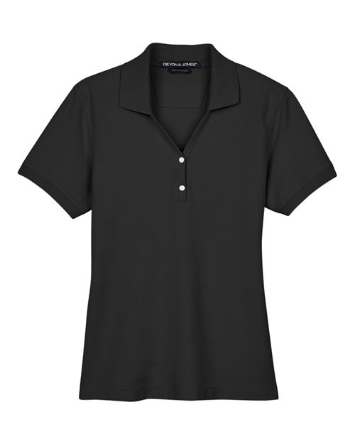 Women’s Pima Piqué Polo — Black (front) Women’s Pima Piqué Polo