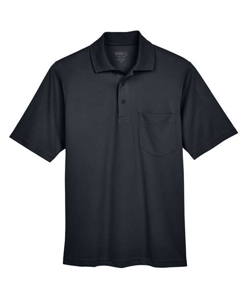 Men’s Origin Performance Piqué Polo with Pocket — Black (front) Men’s Origin Performance Piqué Polo With Pocket