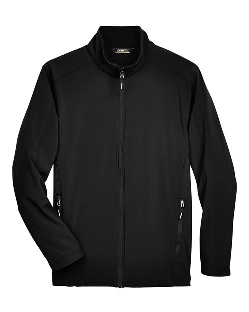 Men’s Cruise Two-Layer Fleece Bonded Soft Shell Jacket — Black (front) Men’s Cruise Two Layer Fleece Bonded Soft Shell Jacket
