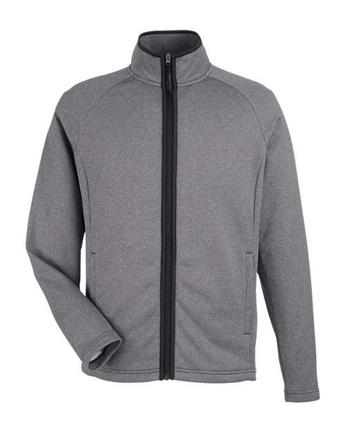 Men’s Venture Heathered Stripe Full-Zip Jacket — Black/ White (front) Men’s Venture Heathered Stripe Full Zip Jacket