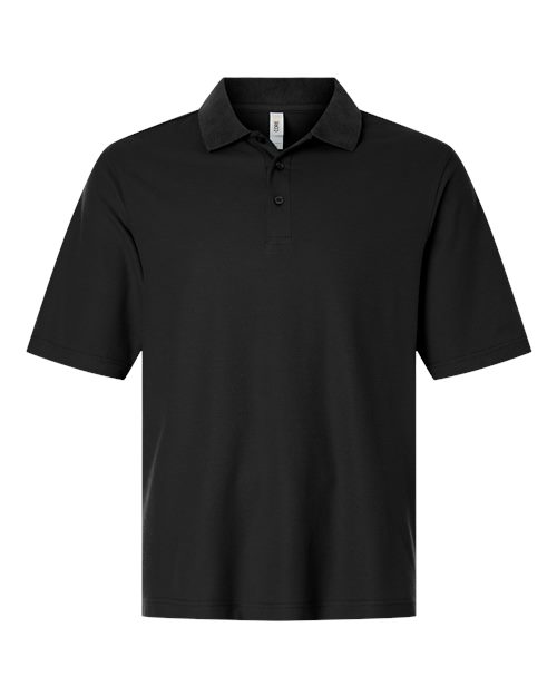 Men’s Tall Resolve CVC Performance Pique Polo — Black (front) Men's Tall Resolve CVC Performance Pique Polo - Image 1