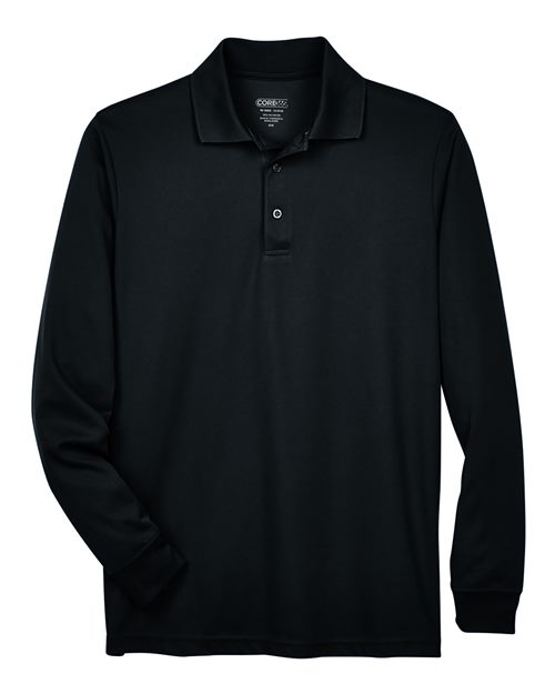 Men’s Tall Pinnacle Performance Long Sleeve Piqué Polo — Black (front) Men's Tall Pinnacle Performance Long Sleeve Piqué Polo - Image 1