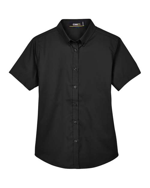 Women’s Optimum Short Sleeve Twill Shirt — Black (front) Women’s Optimum Short Sleeve Twill Shirt