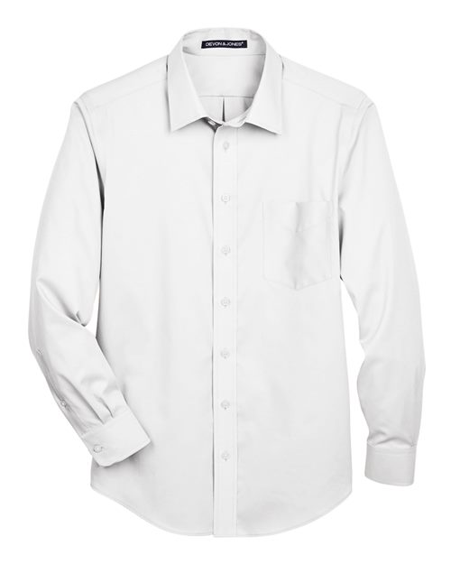 Men’s Tall Crown Collection® Solid Stretch Twill Woven Dress Shirt — White (front) Men's Tall Crown Collection® Solid Stretch Twill Woven Dress Shirt - Image 1