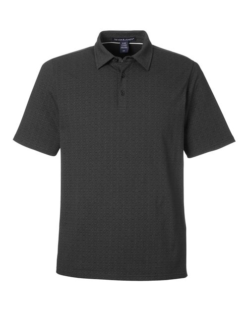 Men’s Crownlux Performance® Geo Polo — Black/ Graphite (front) Men’s Crownlux Performance® Geo Polo