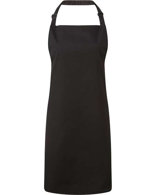 Recycled Bib Apron — Black (front) Recycled Bib Apron