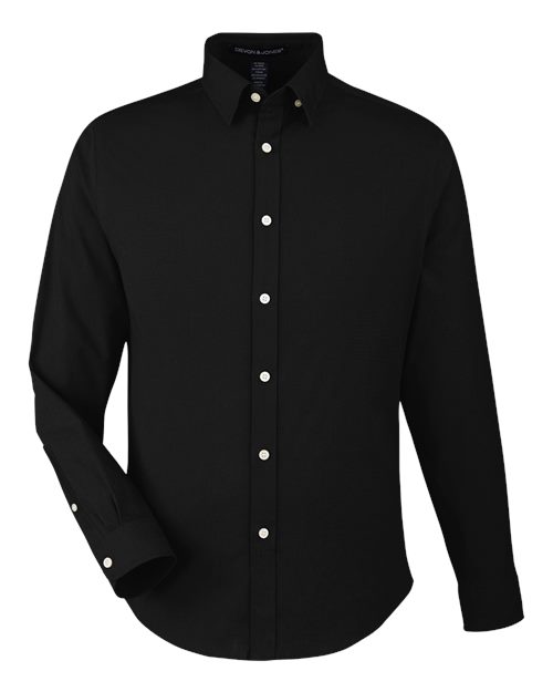 Men’s CrownLux Performance® Spencer Poplin Dress Shirt — Black (front) Men's CrownLux Performance® Spencer Poplin Dress Shirt - Image 1