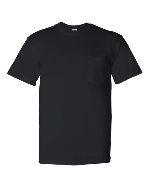 Unisex DryBlend® Pocket T-Shirt — Black (front) Unisex DryBlend® Pocket T Shirt