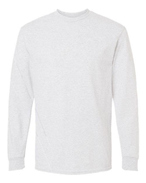 Unisex DryBlend® 50/50 Long Sleeve T-Shirt — Ash (front) Unisex DryBlend® 50/50 Long Sleeve T Shirt