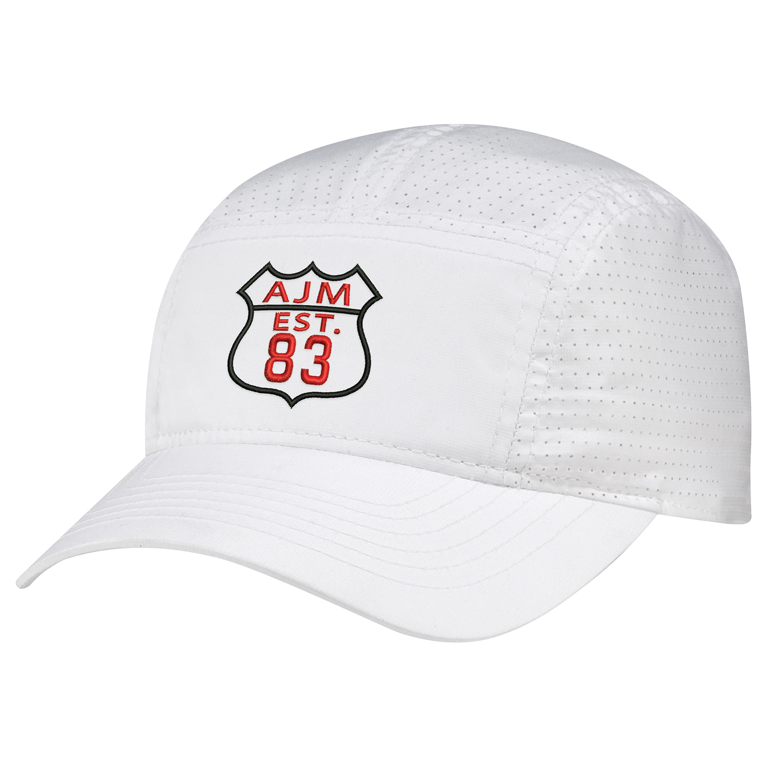 Polyester Rip Stop / Polyester Rip Stop Mesh 5 Panel Runner Style Pre-curved peak with 6 rows of stitching (P1) ATECH Cool & Dry sweatband Self cloth back strap with velcro closure and elastic loop (S30) Polyester Rip Stop / Polyester Rip Stop Mesh 5 Panel Runner Style