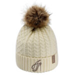 Acrylic / Polyester Satin Cuff Toque (Faux Fur Pom Pom 12cm, Women’s)