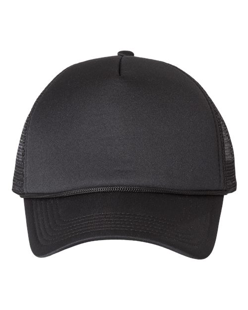 Foam Mesh-Back Trucker Cap — Black/ Black (front) Foam Mesh Back Trucker Cap