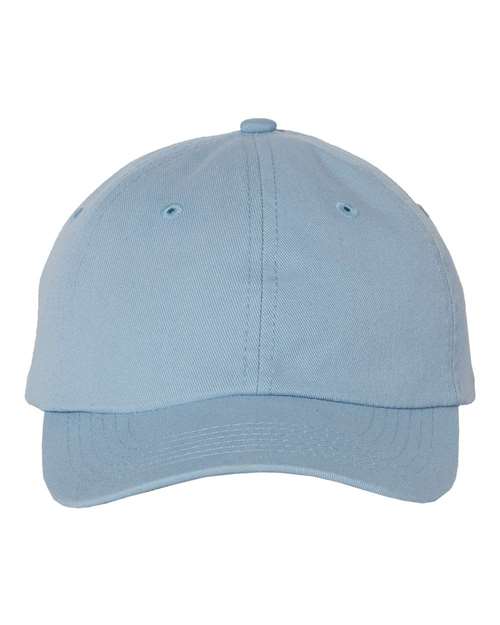 Youth Small Fit Bio-Washed Dad Hat — Baby Blue (front) Youth Small Fit Bio Washed Dad Hat