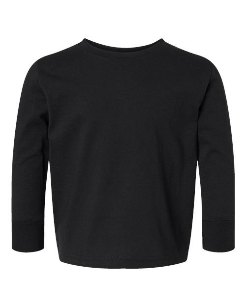 Toddler Cotton Jersey Long Sleeve Tee — Black (front) Toddler Cotton Jersey Long Sleeve Tee - Image 1