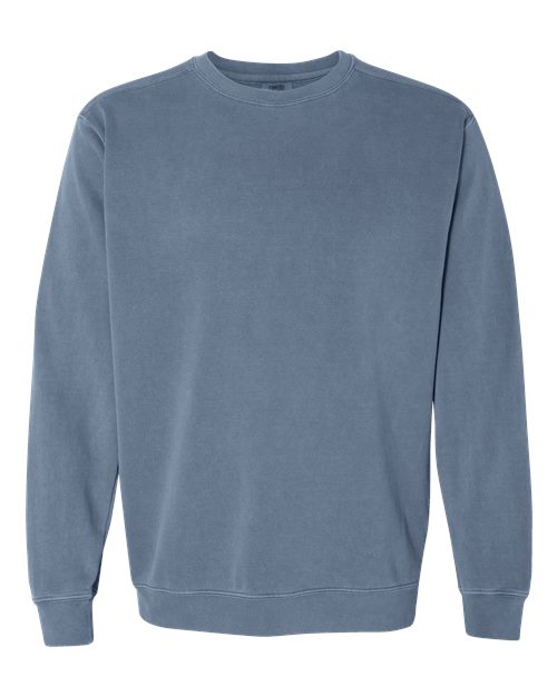 Unisex Garment-Dyed Crewneck Sweatshirt — Blue Jean (front) Unisex Garment Dyed Crewneck Sweatshirt