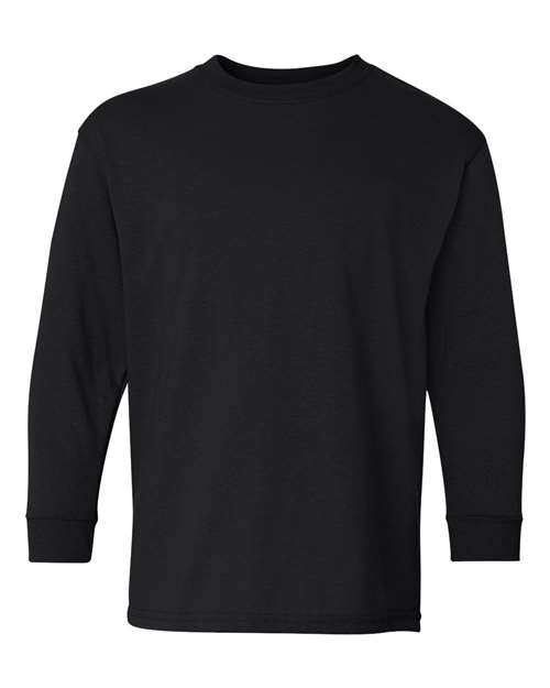 Youth Heavy Cotton™ Long Sleeve T-Shirt — Black (front) Youth Heavy Cotton™ Long Sleeve T Shirt