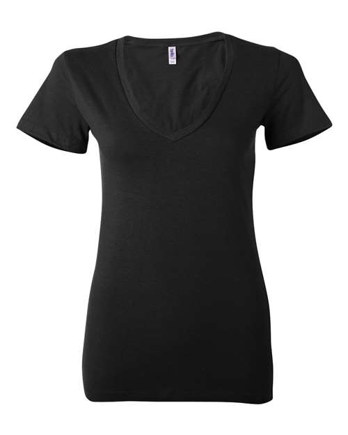 Women’s Jersey Deep V-Neck Tee — Black (front) Women’s Jersey Deep V-Neck Tee - Image 1