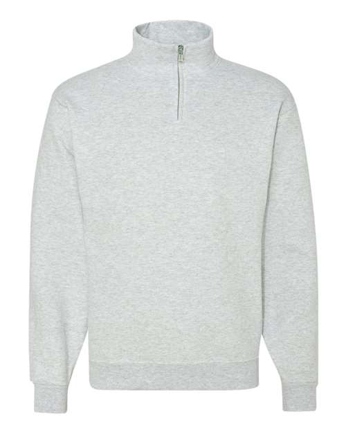 Unisex Nublend® Cadet Collar Quarter-Zip Sweatshirt — Ash (front) Unisex Nublend® Cadet Collar Quarter-Zip Sweatshirt - Image 1