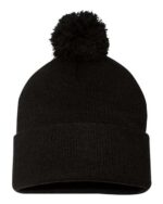 12" Pom-Pom Cuffed Beanie - Image 2
