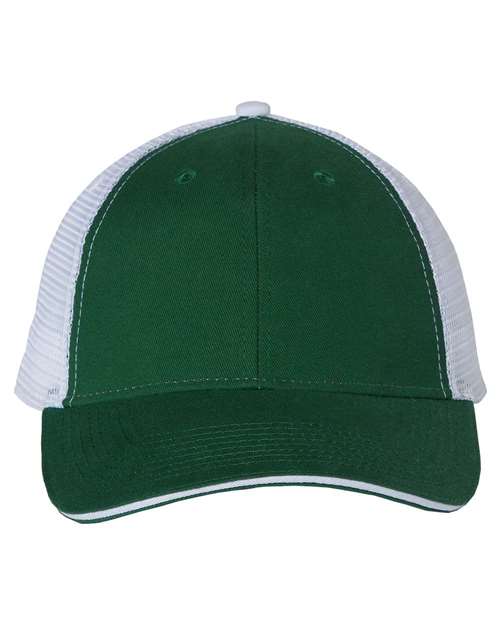Sandwich Trucker Cap — Dark Green/ White (front) Sandwich Trucker Cap
