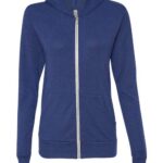 Unisex Triblend Lightweight Full-Zip Hooded Long Sleeve Tee