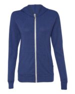 Unisex Triblend Lightweight Full-Zip Hooded Long Sleeve Tee
