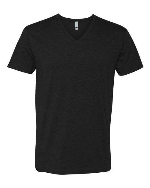 Men’s CVC V-Neck T-Shirt — Black (front) Men's CVC V-Neck T-Shirt - Image 1