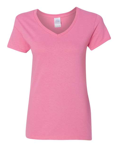 Women’s Heavy Cotton™ V-Neck T-Shirt — Azalea (front) Women’s Heavy Cotton™ V Neck T Shirt