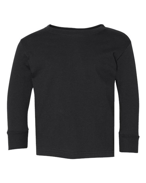 Toddler Fine Jersey Long Sleeve Tee — Black (front) Toddler Fine Jersey Long Sleeve Tee