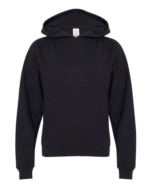 Youth Midweight Hooded Sweatshirt — Black (front) Youth Midweight Hooded Sweatshirt