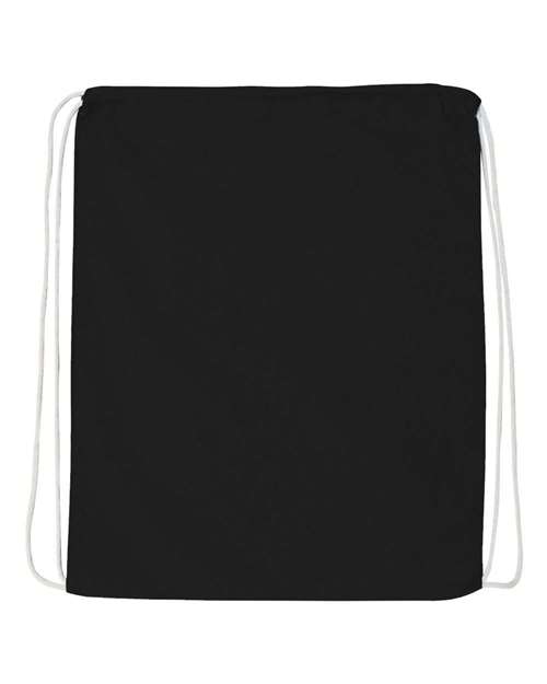 Economical Cotton Drawstring Bag — Black (front) Economical Cotton Drawstring Bag - Image 1