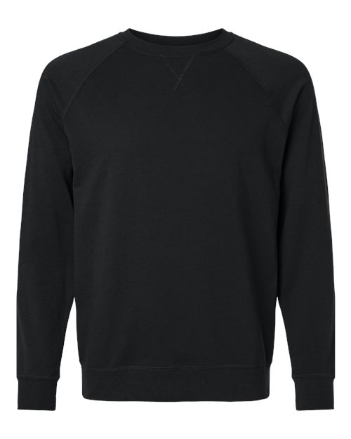 Unisex Laguna Raglan Crewneck Sweatshirt — Black (front) Unisex Laguna Raglan Crewneck Sweatshirt - Image 1