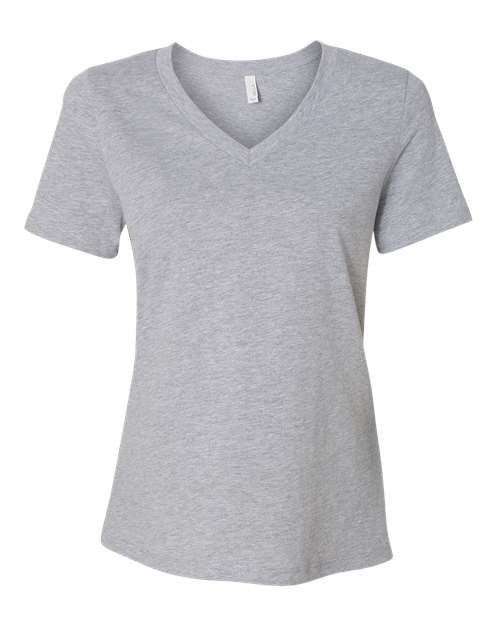 Women’s Relaxed Heather CVC V-Neck Tee — Athletic Heather (front) Women’s Relaxed Heather CVC V Neck Tee