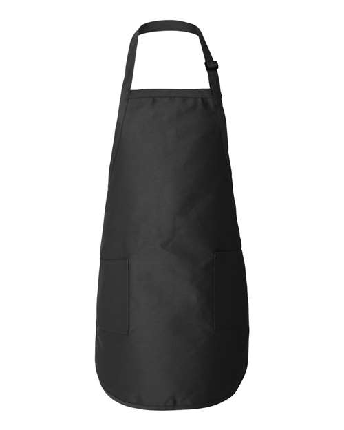 Full-Length Apron with Pockets — Black (front) Full Length Apron With Pockets