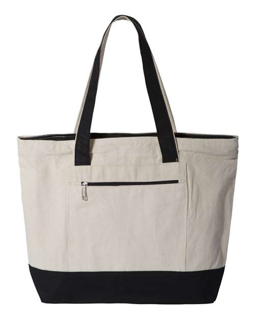 19L Zippered Tote — Natural/ Black (front) 19L Zippered Tote