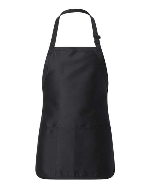 Full-Length Apron with Pouch Pocket — Black (front) Full Length Apron With Pouch Pocket