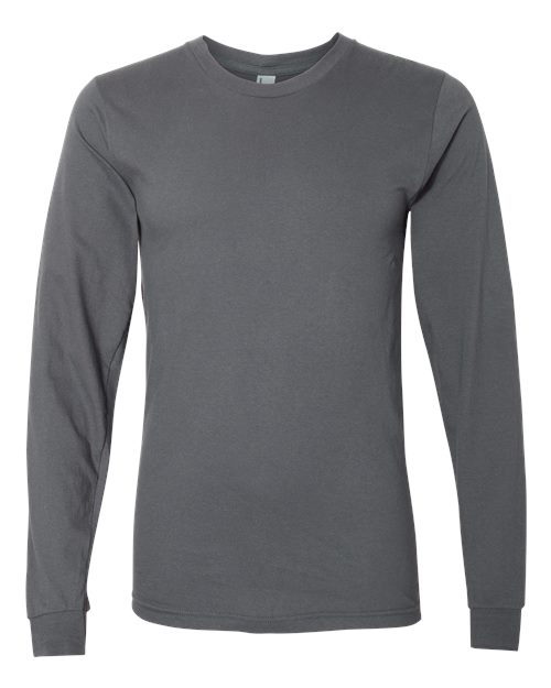 Unisex Fine Jersey Long Sleeve Tee — Asphalt (front) Unisex Fine Jersey Long Sleeve Tee