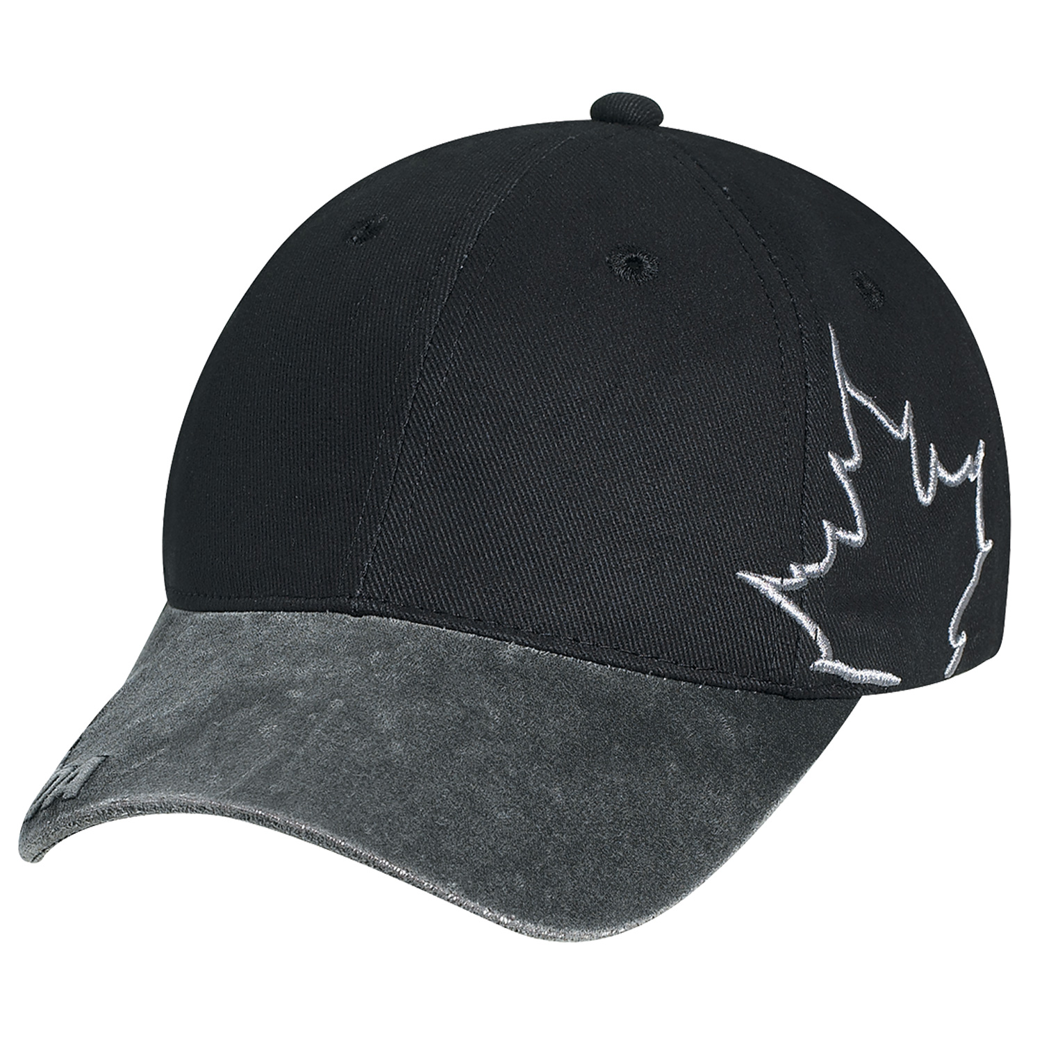 Weathered Polycotton / Heavyweight Brushed Cotton Drill 6 Panel Constructed Contour (Canada) Matching soft-buckram laminated front panels with Pro-Stitch Pre-curved peak with Canada insignia Black underpeak Self cloth tuck-in back strap with velcro closure (S5) Weathered Polycotton / Heavyweight Brushed Cotton Drill 6 Panel Constructed Contour (Canada)