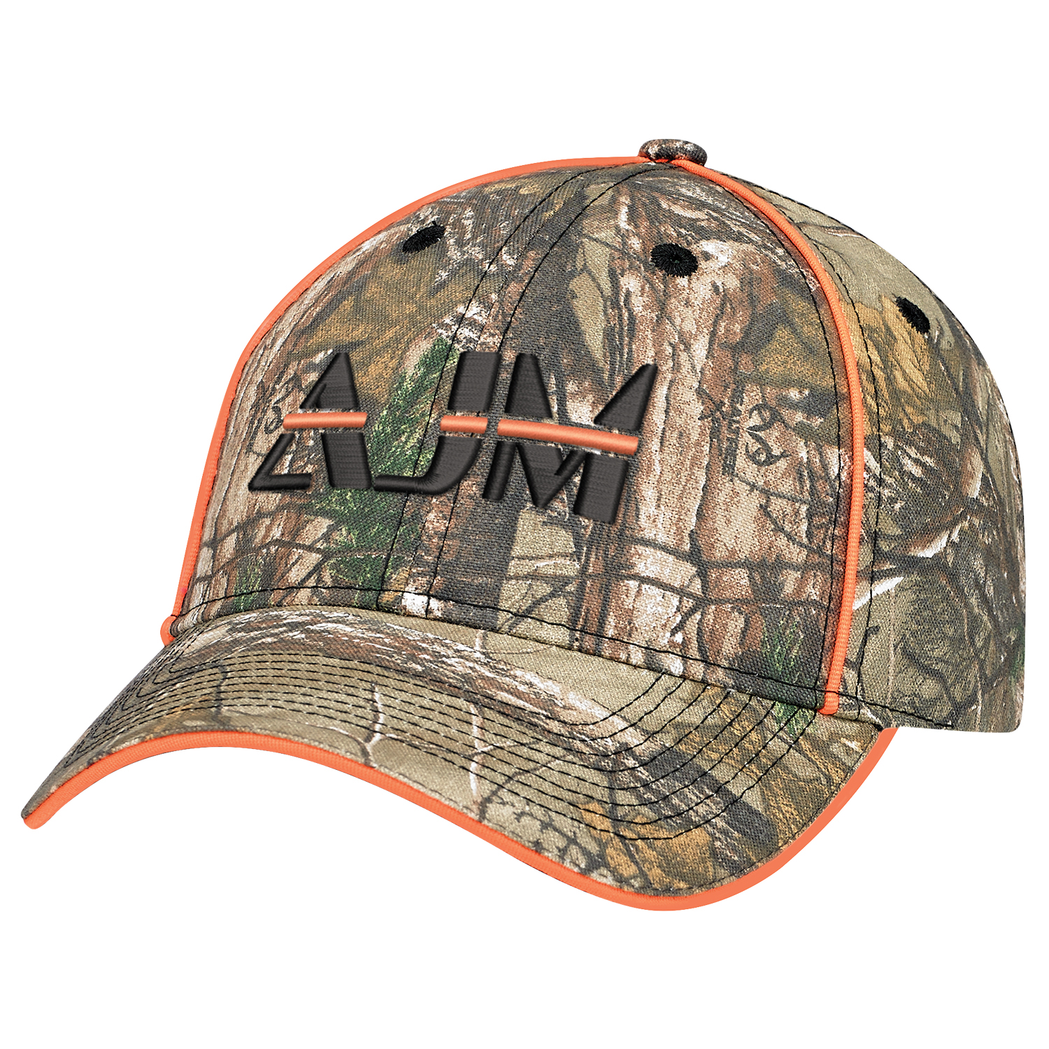 Brushed Polycotton Realtree XTRA® 6 Panel Constructed Full-Fit Buckram laminated front panels with Pro-Stitch Pre-curved peak with 8 rows of stitching and contrast edge (P5) Black underpeak Contrast piping on two front panels Contrast piping around back opening Self cloth/elastic back strap with tuck-in end and velcro closure (S28) Brushed Polycotton Realtree XTRA®